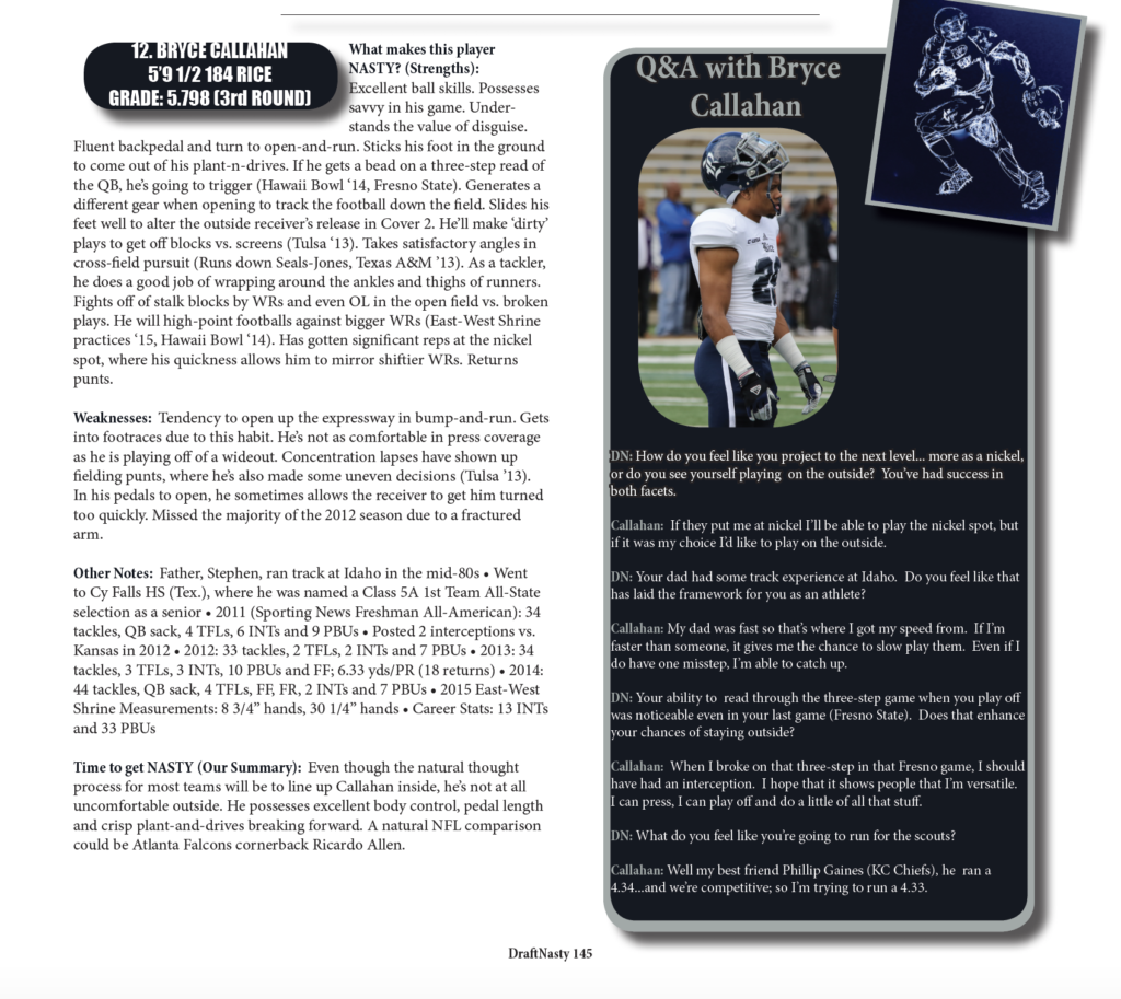 Bryce Callahan 2015 NFL Scouting report