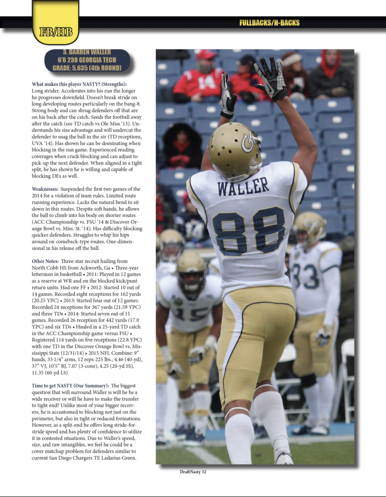 Darren Waller 2015 NFL Draft Scouting report
