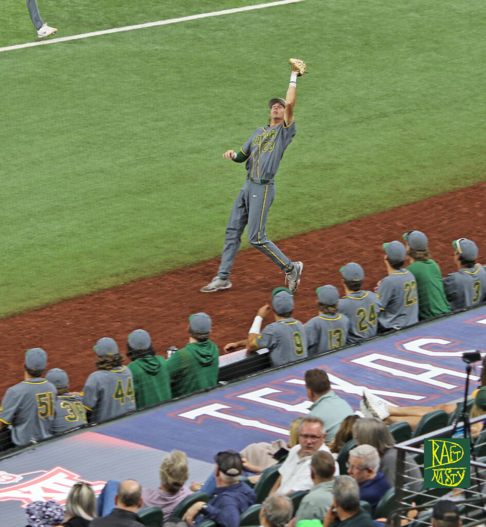 Baylor's Kyle Nevin making a catch in the 2022 Big 12 Tournament