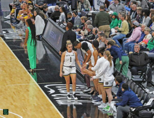 Notre Dame's Dana Mabrey leaving the court