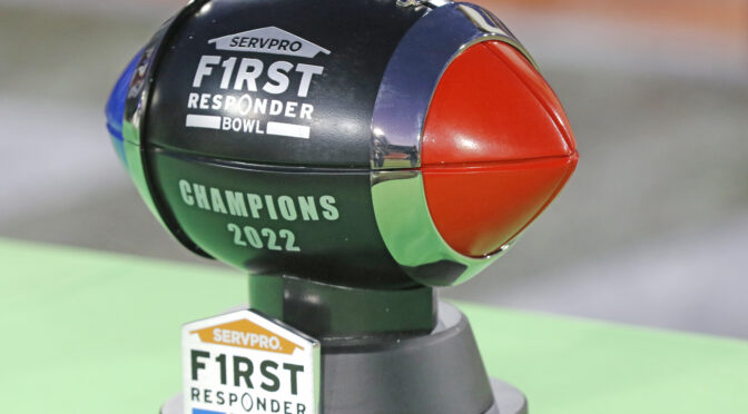 The 2022 Servpro First Responder Bowl trophy