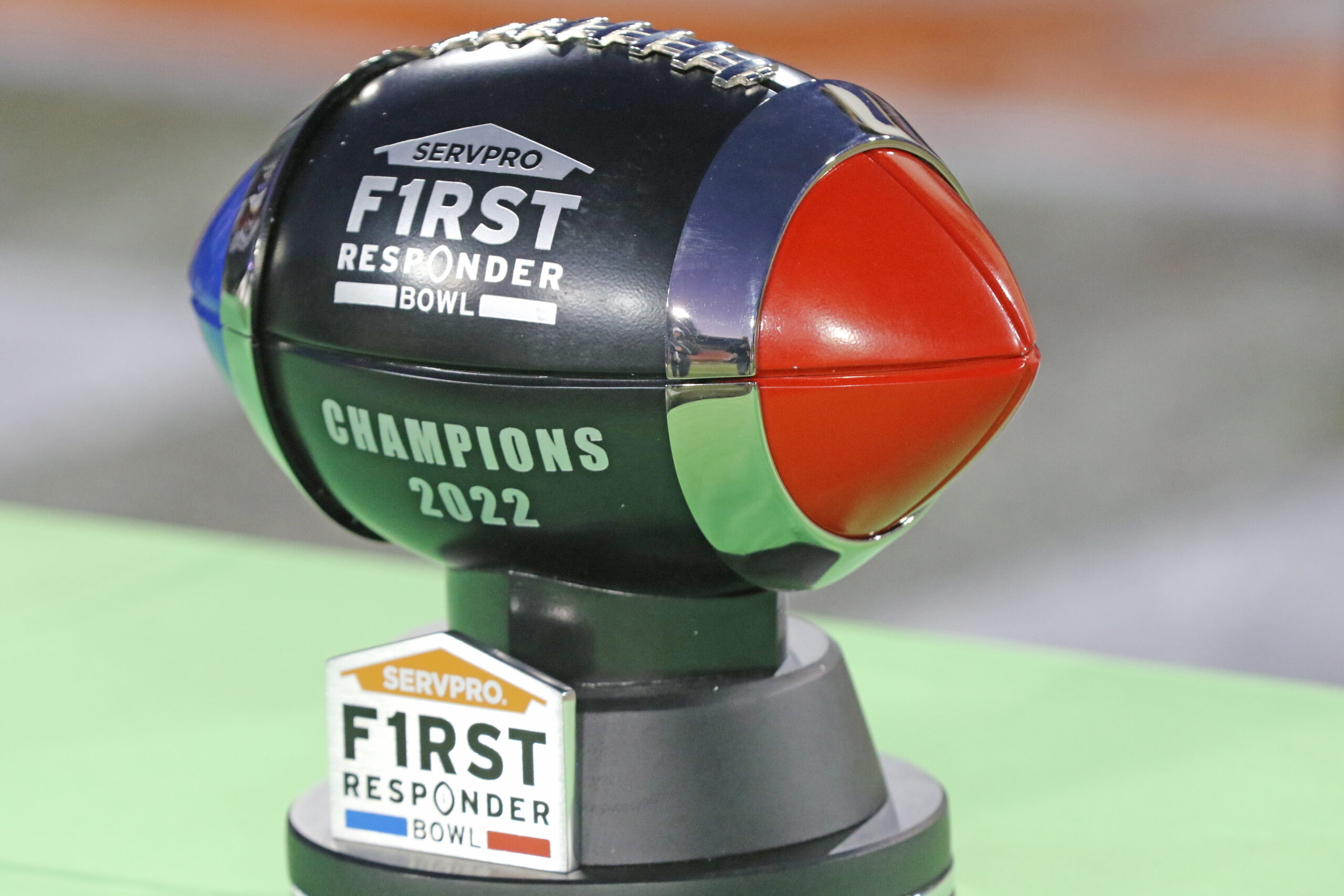 The 2022 Servpro First Responder Bowl trophy