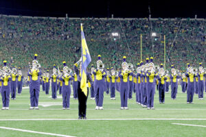 Michigan band on the field in 2018